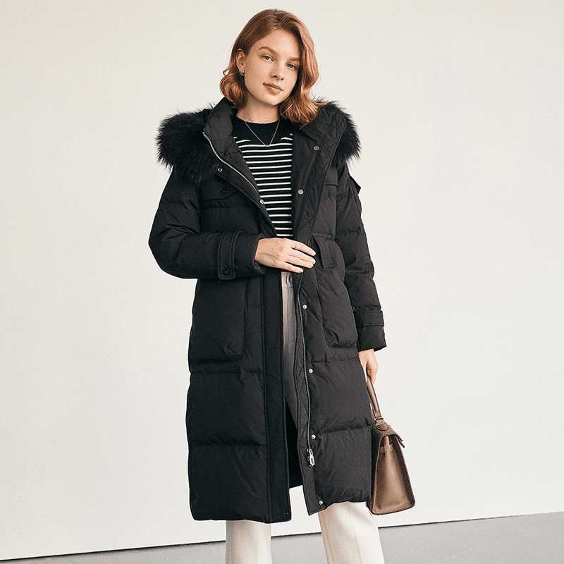 法曼萱白鸭绒羽绒服女2023年秋冬新款高端狐狸加厚保暖外套YRF248