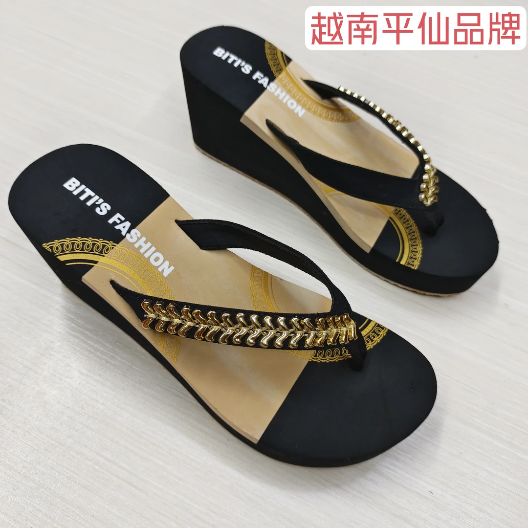 越南平仙品牌高跟夹脚人字拖鞋时尚潮流百搭轻便防滑增高户外拖鞋
