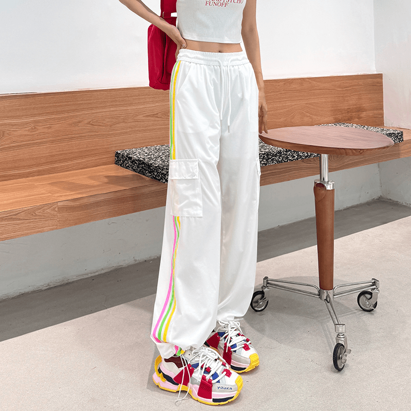 2024夏季新款潮流高腰工装裤多巴胺安跳舞裤子显瘦速干休闲裤