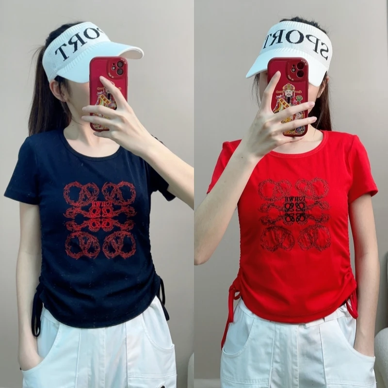 夏季潮流设计感刺绣圆领百搭短袖时尚运动显瘦国风ins