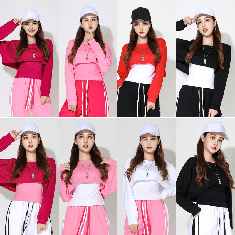 纤伽 2023春季广场舞服装新款团体表演服运动休闲两件套上衣女