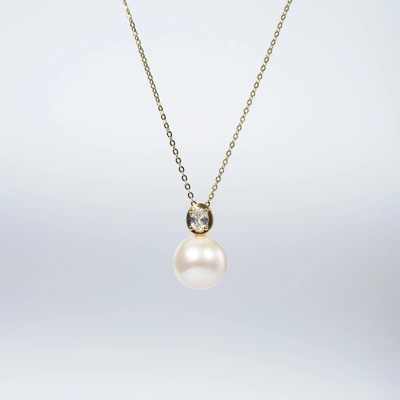 Gloire/古名【乐乐】18K金淡水冷白光经典珍珠吊坠13-14mm-Z0201