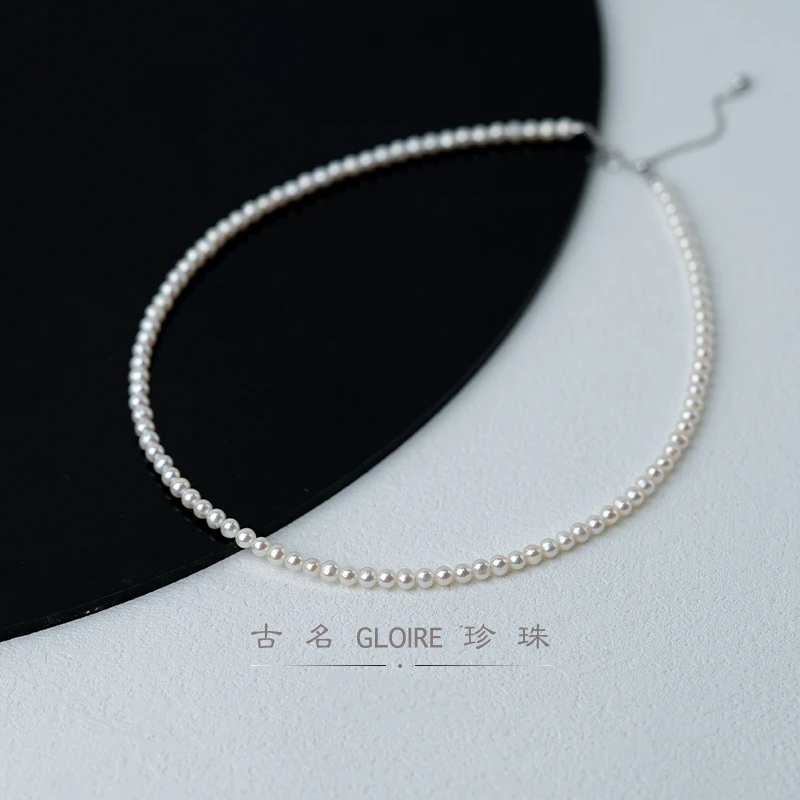 Gloire/古名S925银天然珍珠时尚复古简约小米珠项链 4-5mm-Z1302