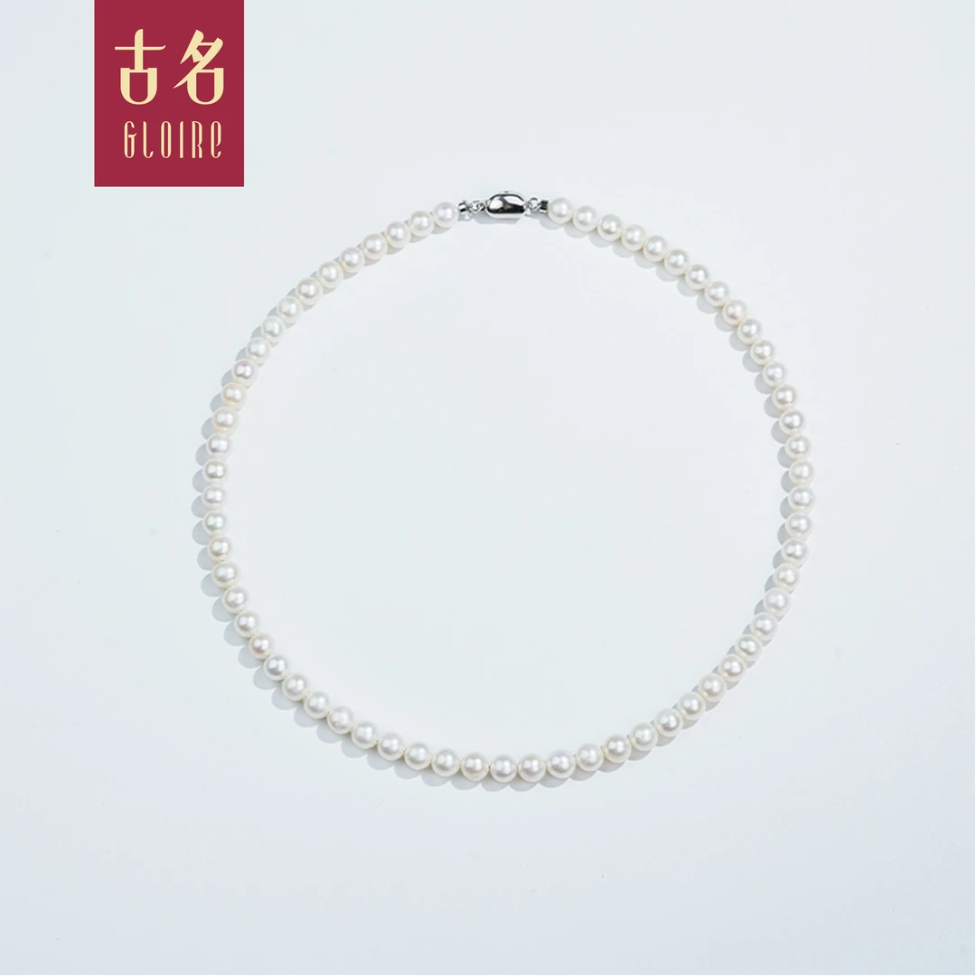 Gloire/古名【七七】天然无核淡水珍珠项链6-7mmS925银-Z1086