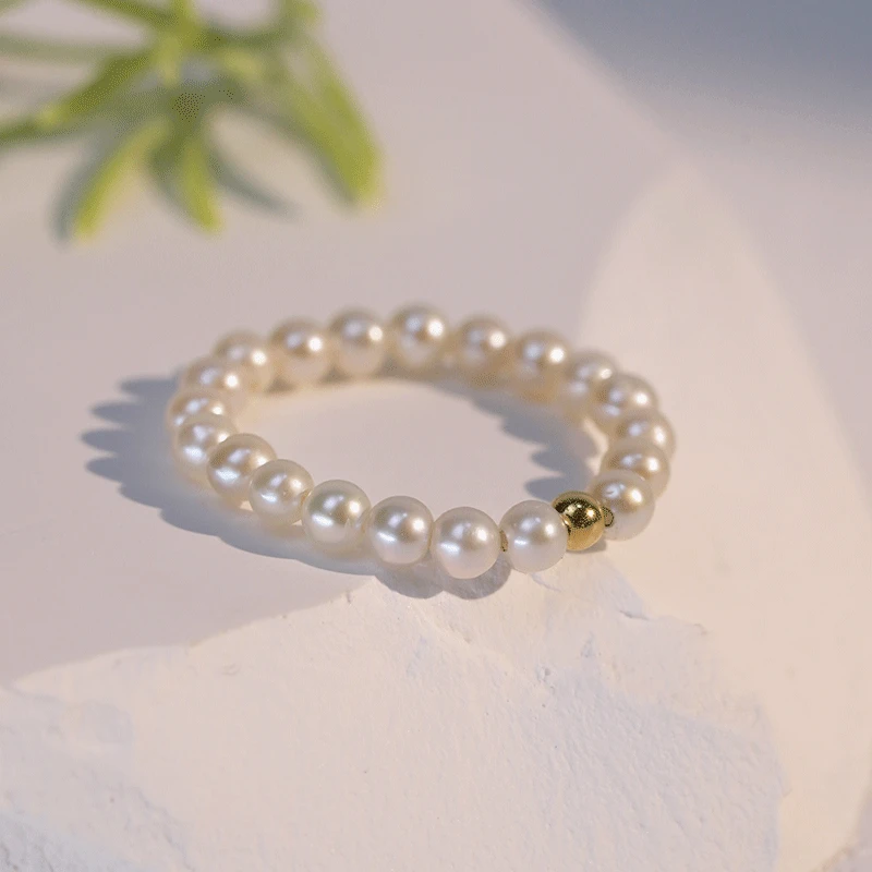 Gloire/古名【多多】18K金珍珠小米珠戒指3-3.5mmZ0202