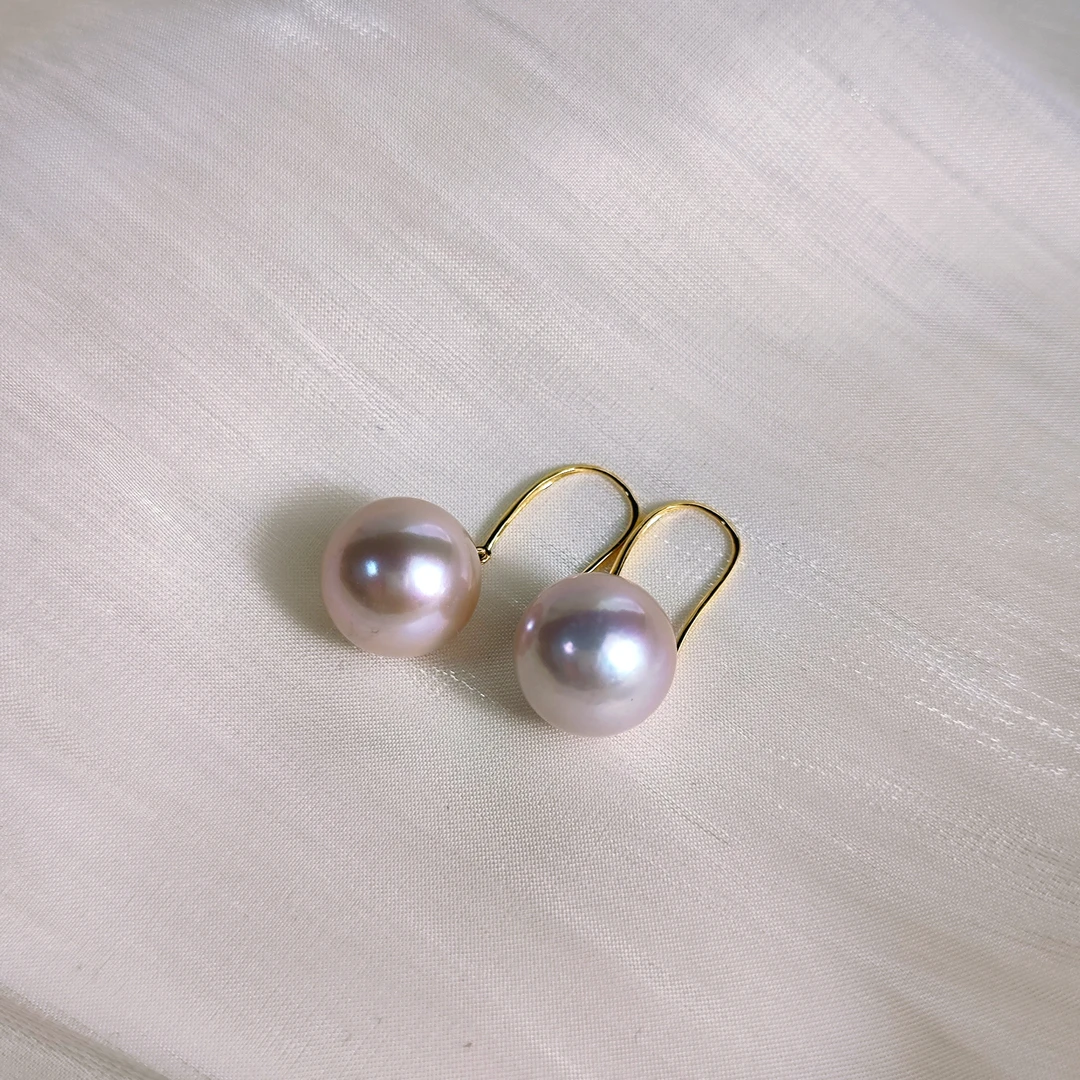 【娇娇】18K金 淡水（曼塔玫瑰）耳钩（带CGRL证书）11-12  LY046