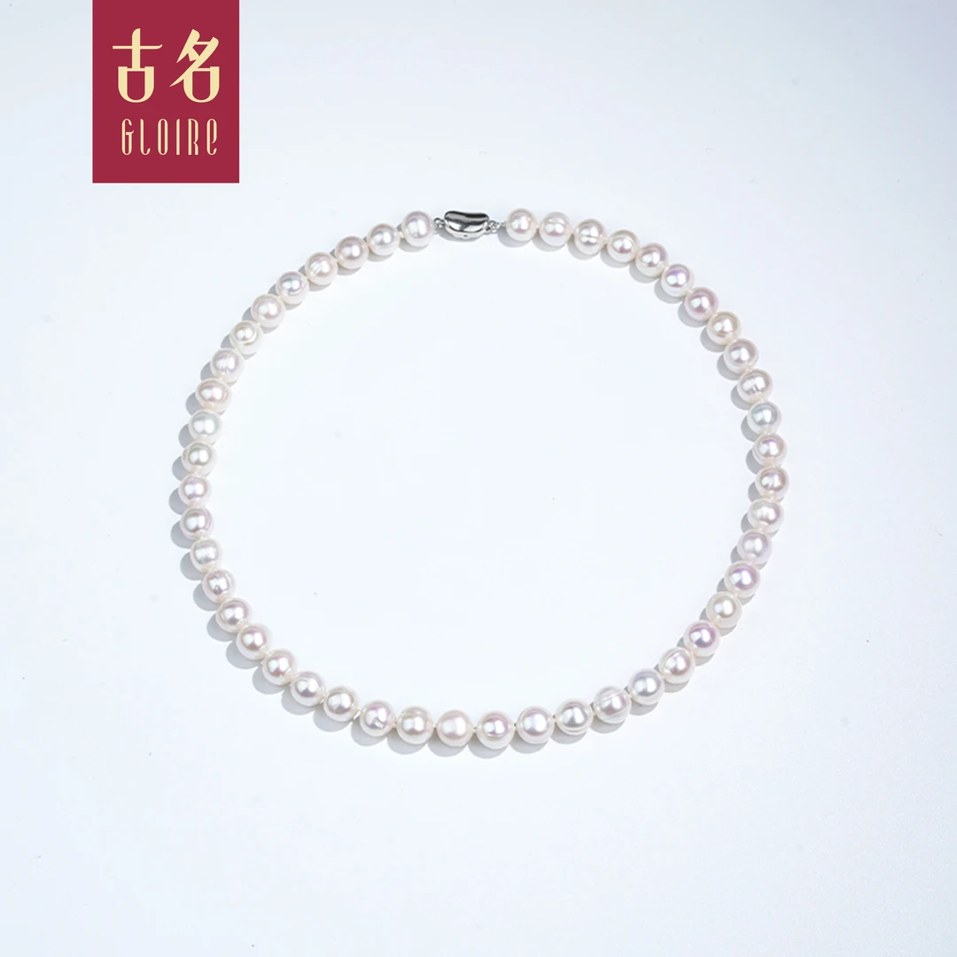 Gloire/古名【七七】淡水无核珍珠全珠链9-10mm气质白色时尚Z0897