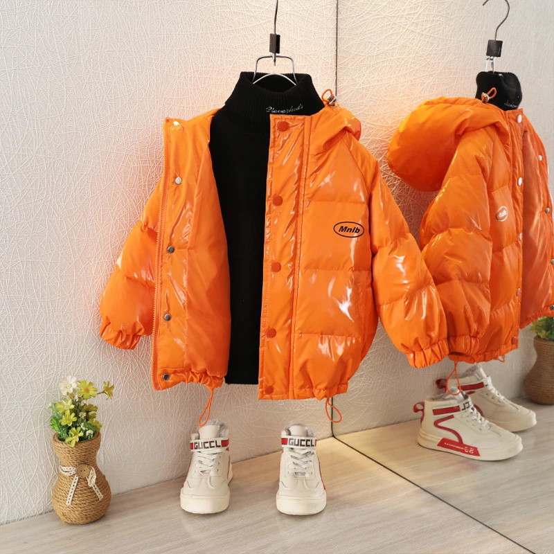 儿童羽绒棉服男童2024新款冬季洋气宝宝轻薄亮面童装羽绒棉服