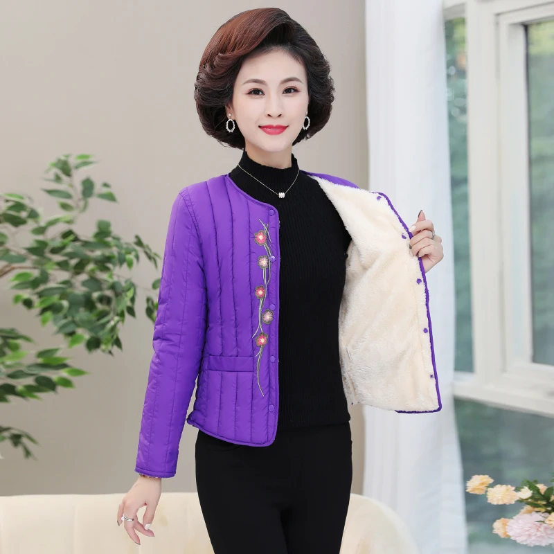 新款加绒加厚中老年棉服内胆女妈妈秋冬季短款大码奶奶小棉袄外套