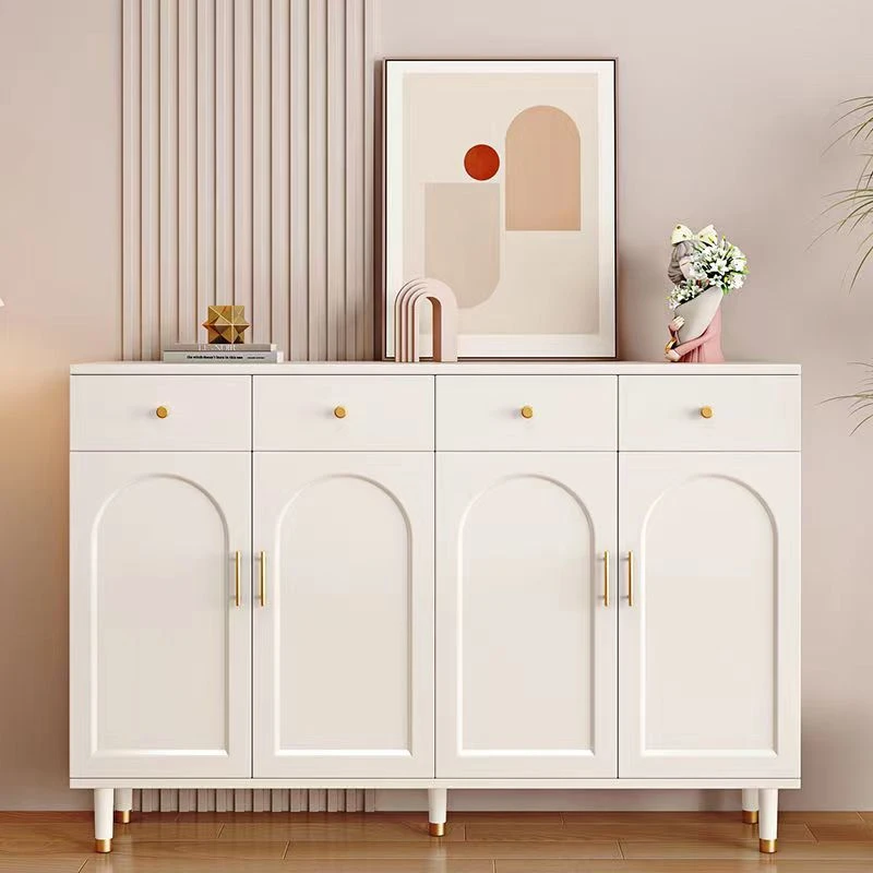 新疆包邮法式入户门口鞋柜带抽屉奶油风加高玄关柜餐边柜走廊小型