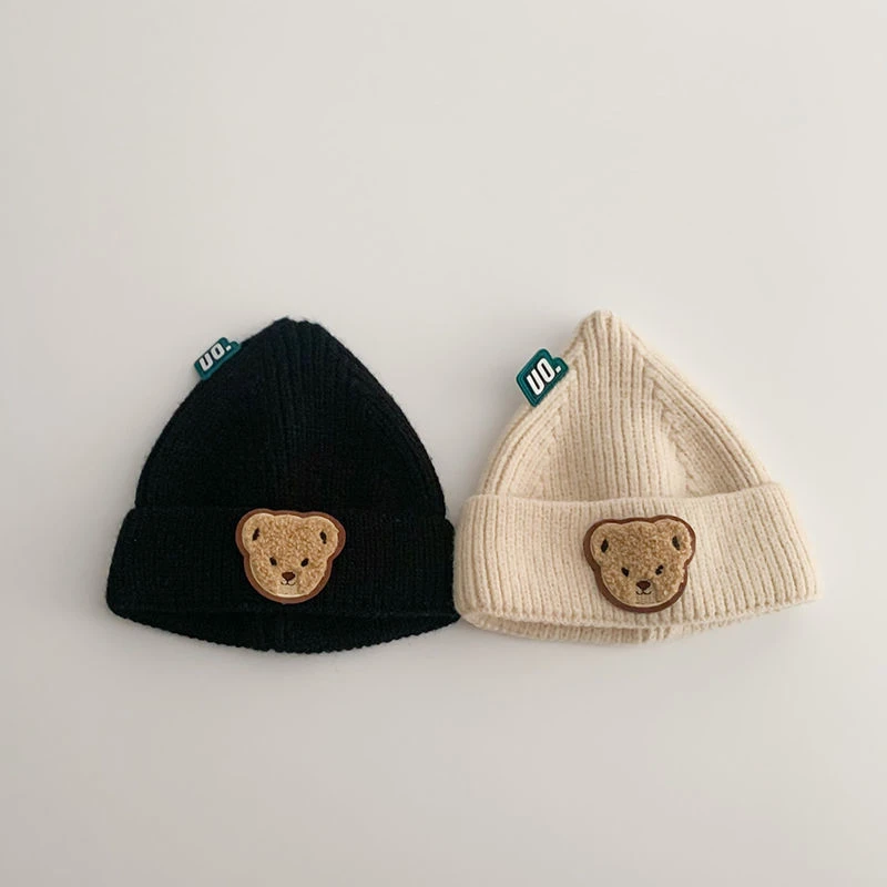 宝宝帽子秋冬款护耳婴儿男女童可爱熊头冬季保暖加厚针织毛线帽潮