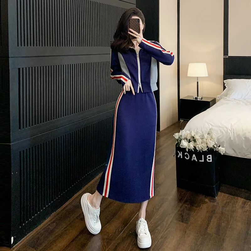 深秋装搭配一整套女时尚宽松减龄气质休闲运动卫衣半身裙两件套装