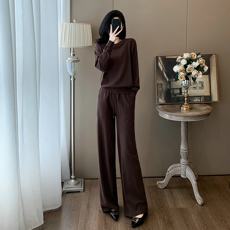 高级松弛感休闲运动套装女秋季2024新款洋气显瘦卫衣阔腿裤两件套