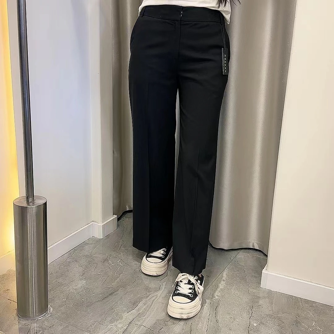 女装韩版裤子黑色直筒烟管裤韩国外贸单