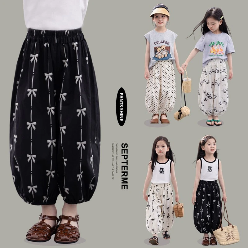 图图小象女童防蚊裤2024夏季新款儿童卡通休闲裤子