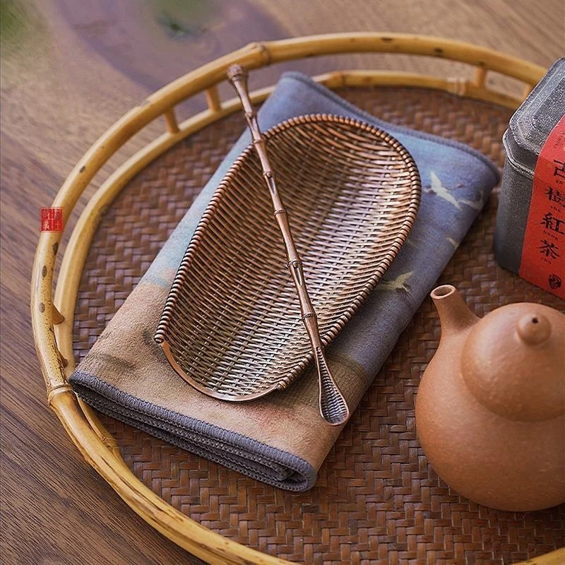 黄铜茶则两件套纯手工茶荷茶勺茶分茶铲茶道配件功夫茶具套组零配
