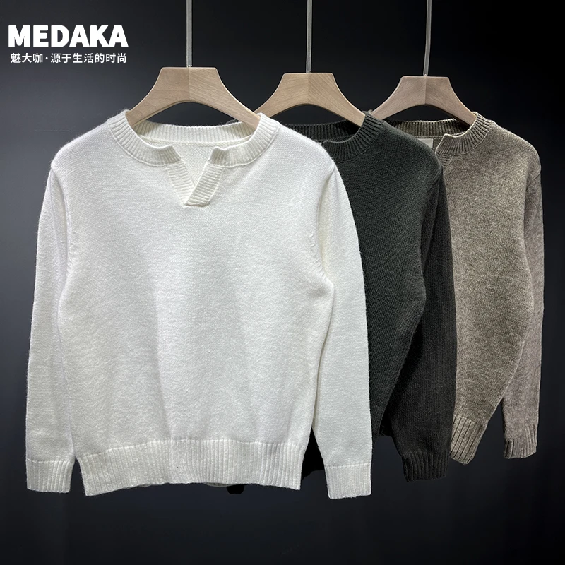 秋冬季毛衣男纯色套头小V领修身休闲青年百搭流行打底内搭针织衫