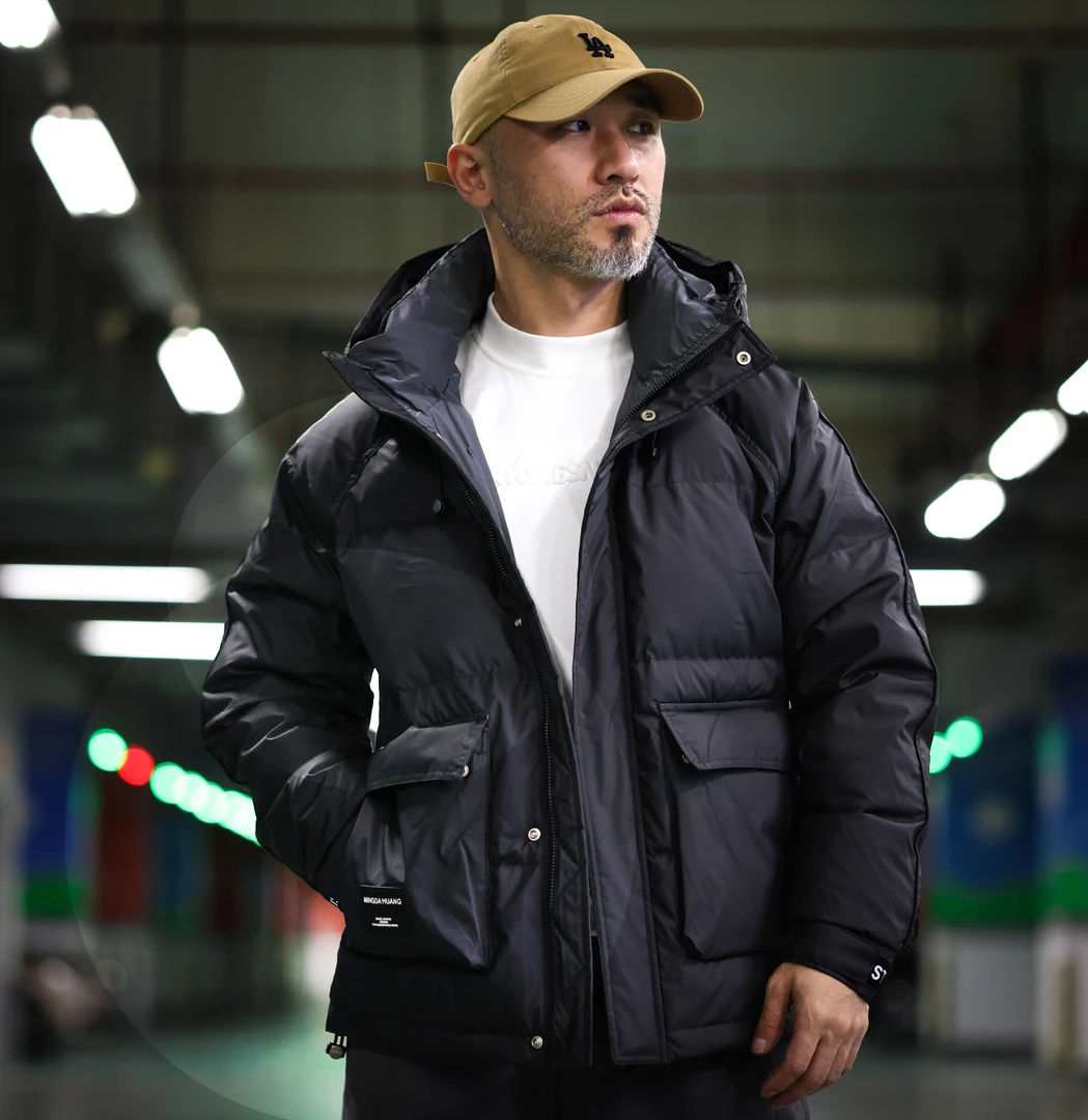 冬季连帽羽绒服男士运动短款户外休闲时尚加厚防风保暖外套男2301