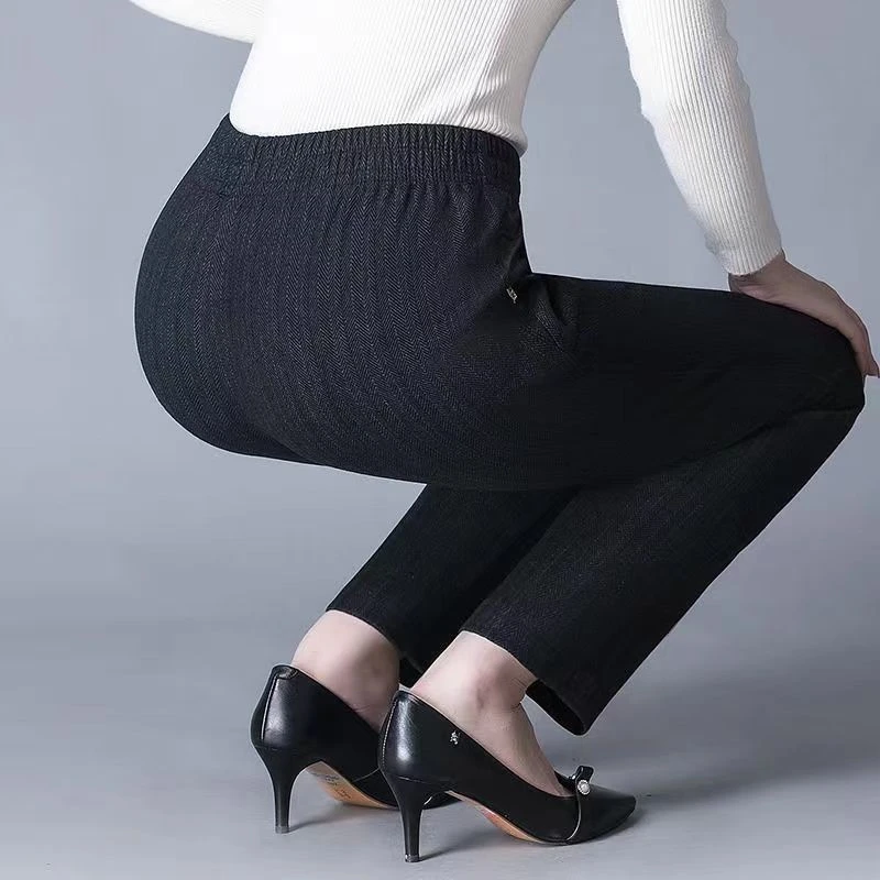 老年人女裤棉裤妈妈裤秋冬季加绒老人长裤女奶奶保暖裤松紧腰外裤