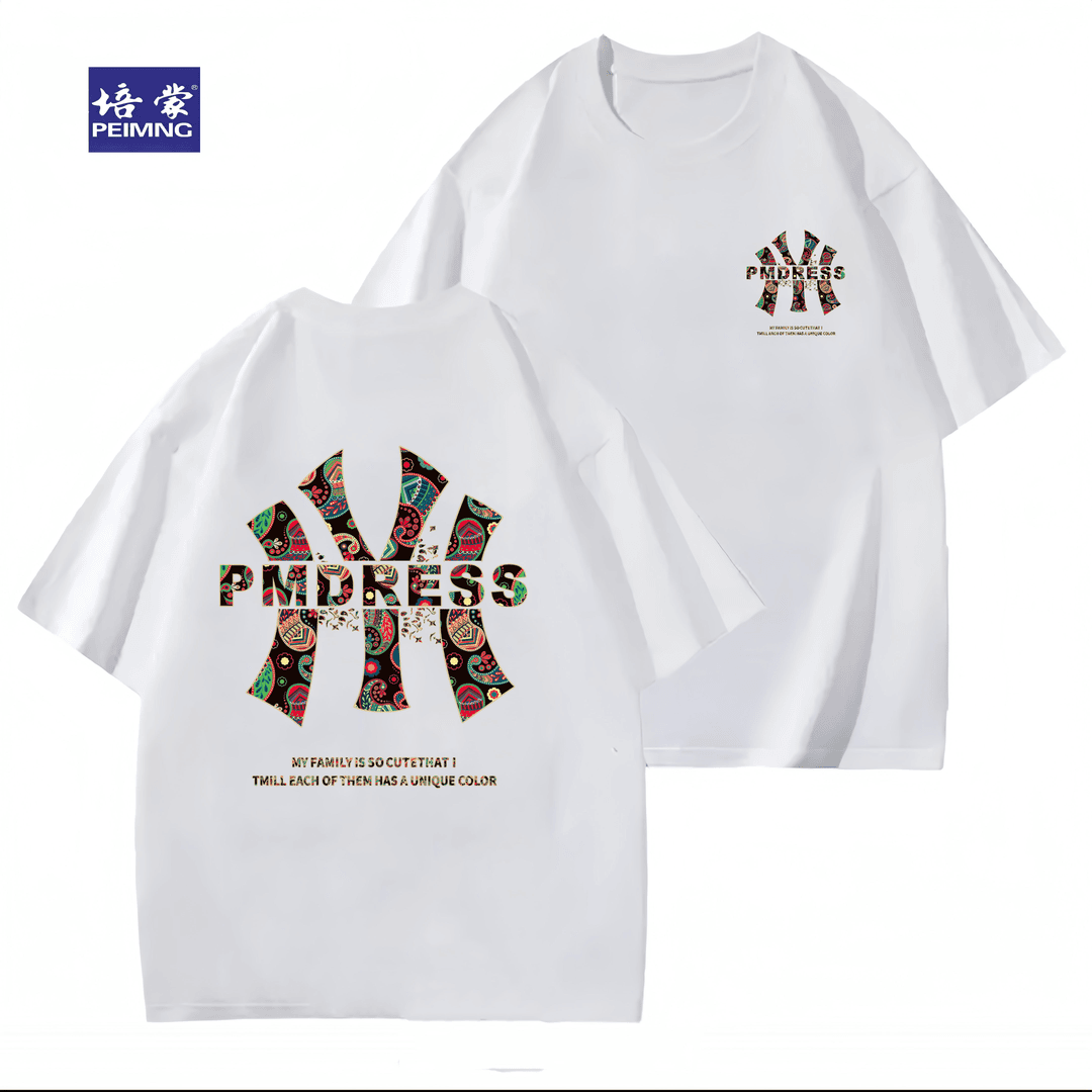 培蒙【AB面】爆款重磅男女纯棉圆领落肩百搭潮流短袖T桖-PM字母0910