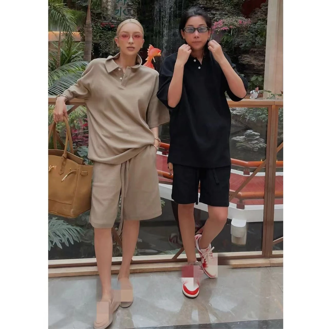 【华夫bing】QIQIZHOU定制华夫格休闲宽松翻领套装（盗图必究）