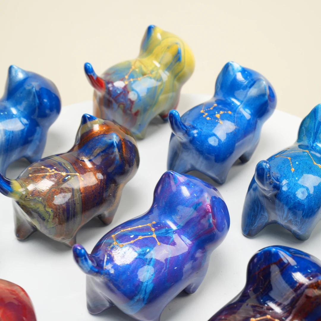 十二星座非遗大漆小猫咪工艺品摆件diy 把玩特色传统春节精致礼品