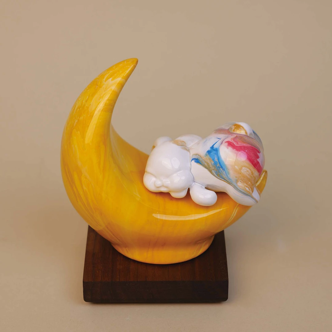 直播非遗手工大漆 摆件 diy 特色礼品月亮兔