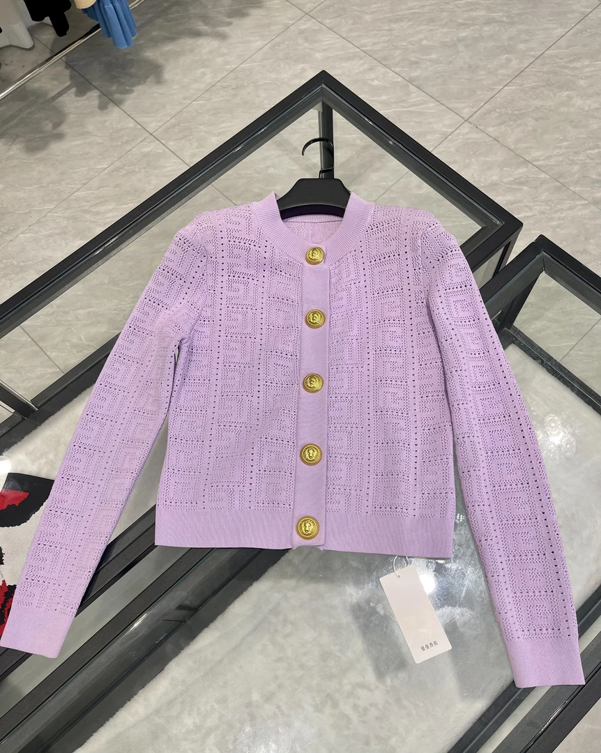 【5607】轻奢时尚优雅气质长袖针织衫百搭简约风针织开衫外套