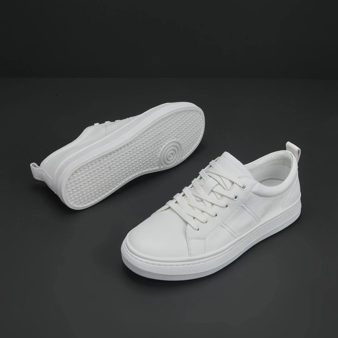 夏季潮流男士小白鞋时尚舒适百搭白色真皮头层牛皮鞋软底软面休闲