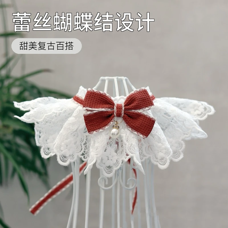 宠物蕾丝围巾猫咪狗狗小香风项圈蝴蝶结围脖甜美围嘴百搭网红拍照