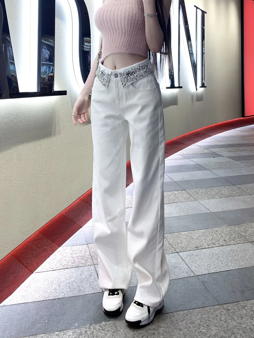 TUTU【M*UM*U同款】白色秋冬显瘦高腰气质宽松休闲百搭牛仔裤#CK775