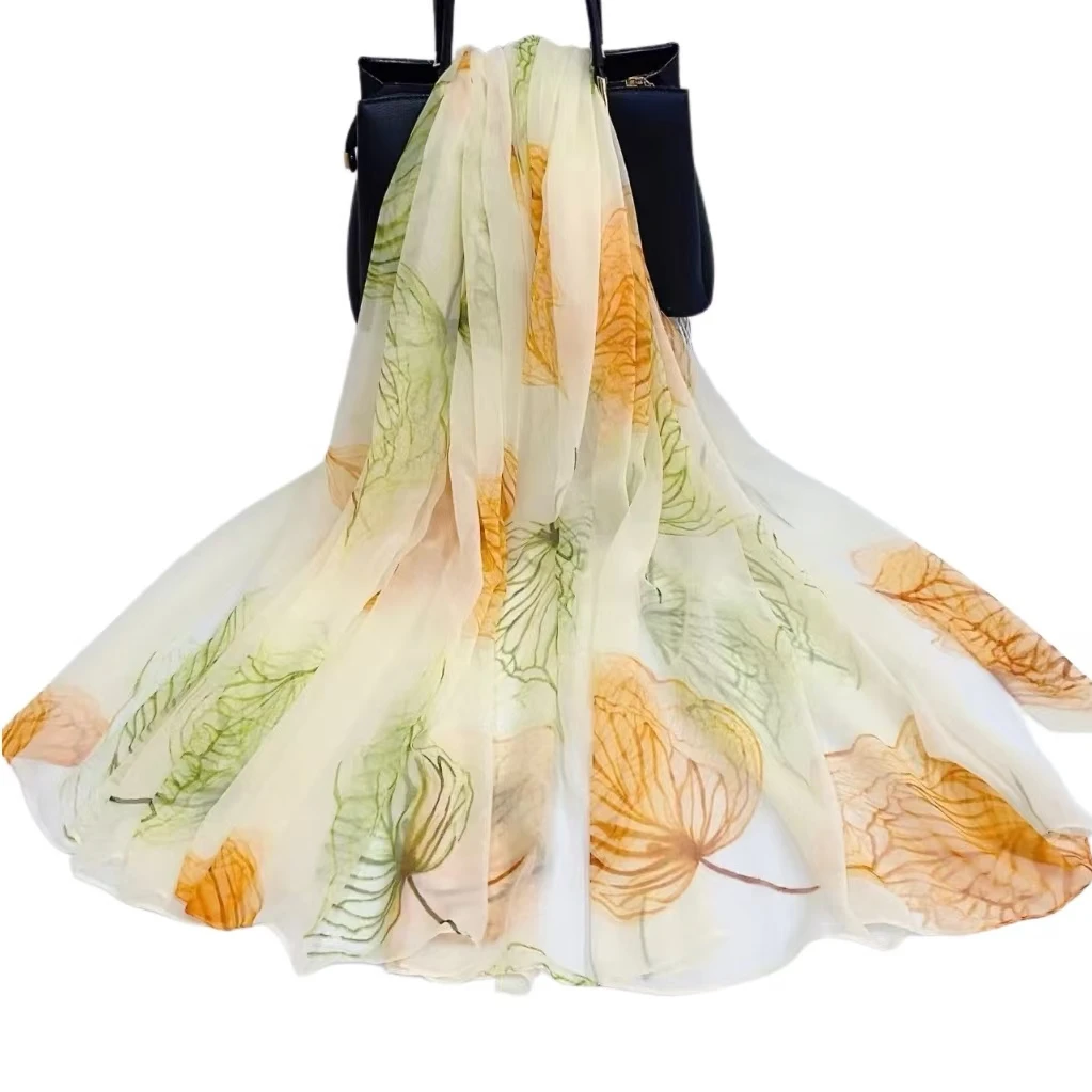 叶脉 鳄鱼皱长巾1.8米长1.4米宽 时尚百搭女士高档优雅丝巾围巾