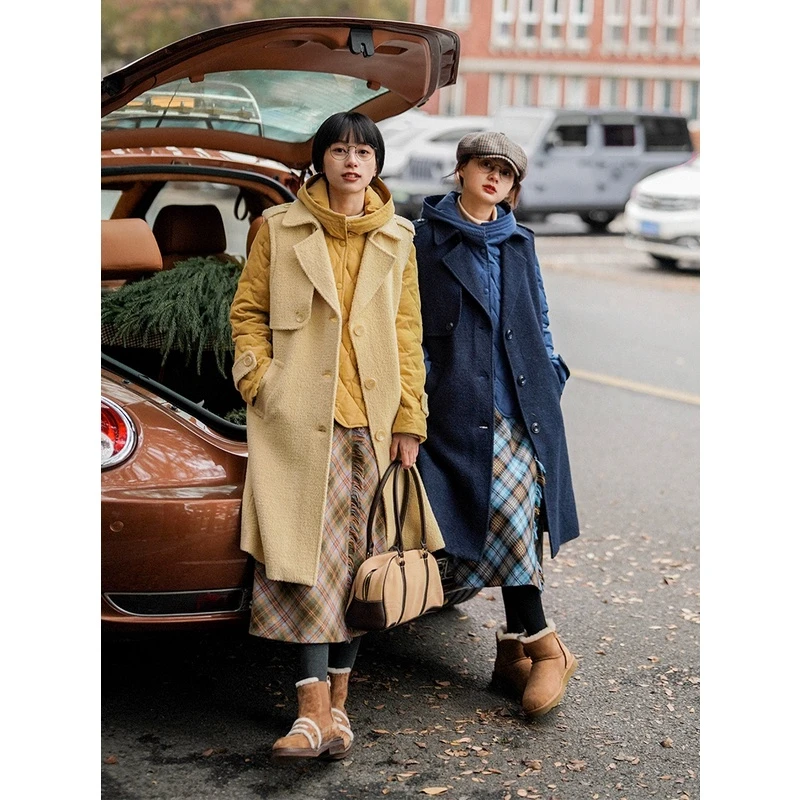 浮生八记“莎莉的衣橱”复古90白鸭绒含羊毛马甲连帽两穿防风羽绒服