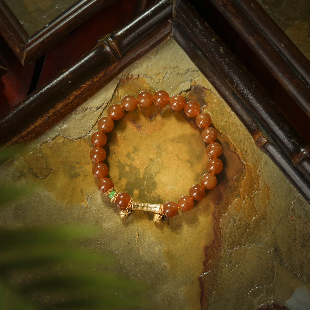 福运升·收藏级和田玉老糖料18K金手串AS0463约8mm