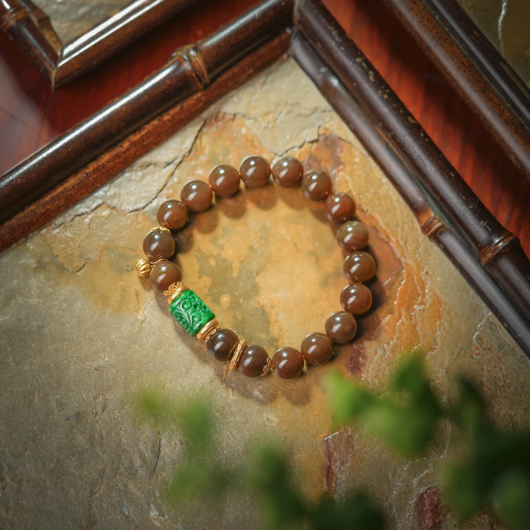 金谦·典藏级和田玉老糖料18K手串AS0847约9mm