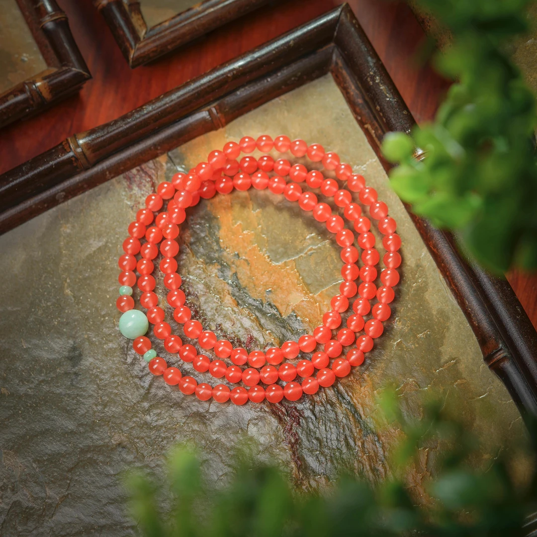 冰心锦·精品南红冰红项链手串多戴款AD1216约6mm