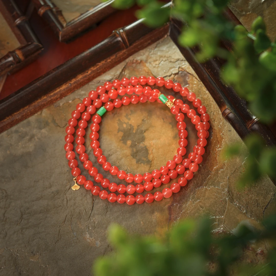 诗婉·精品南红18K金长款项链手链多戴款AS0581约6mm