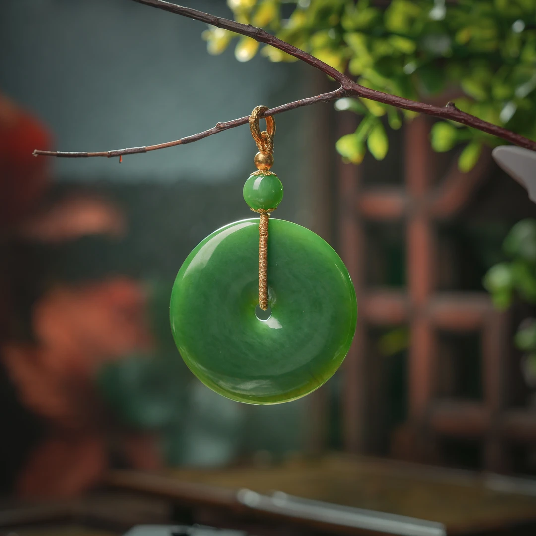 予春·典藏级和田玉老俄碧18K金大平安扣AD1132约56*11.8mm