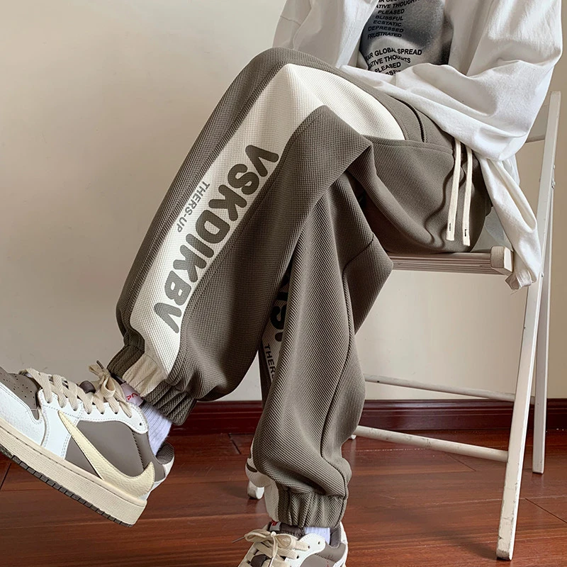 裤子男2025新款高中生运动裤美式潮牌抽绳束脚卫裤春秋款休闲长裤
