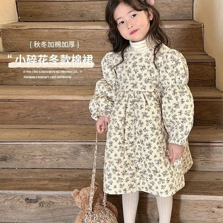 女童冬季连衣裙2024新款儿童裙子秋冬装公主裙女宝宝夹棉加厚冬裙