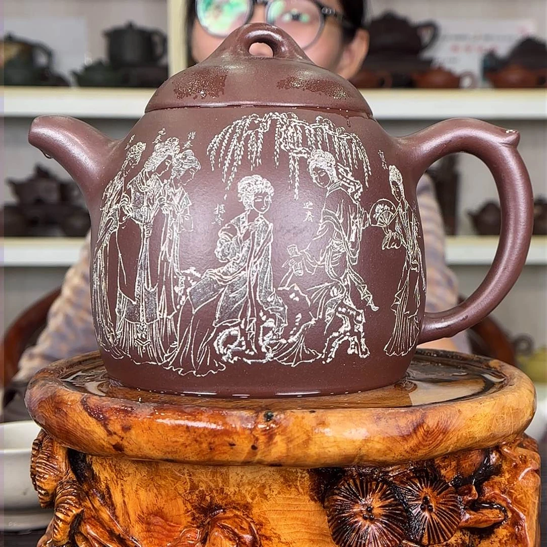 紫砂茶壶何玲老师紫砂1000c c