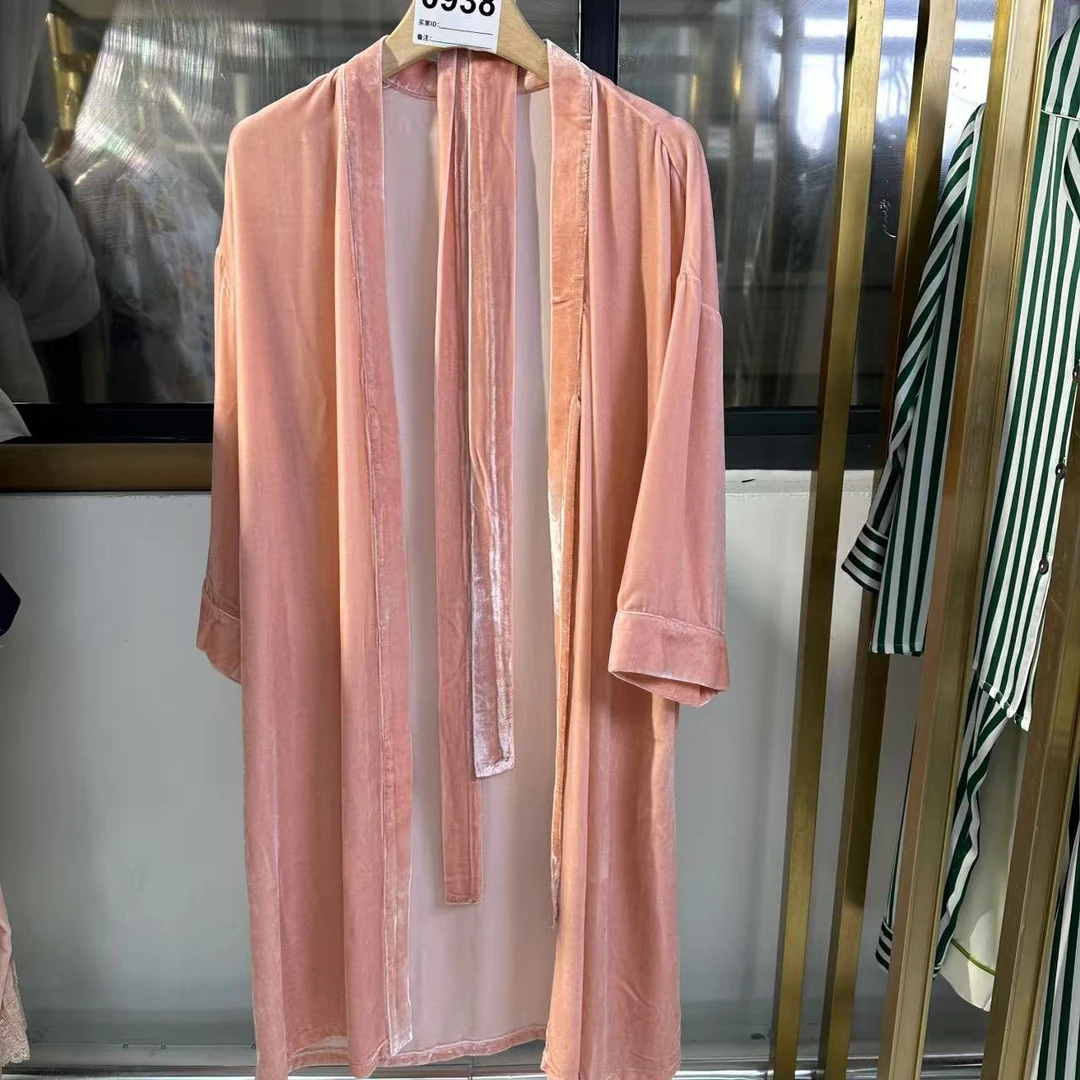 【日月禾】100%真丝丝绒睡袍桑蚕丝重磅加密加厚Q2080