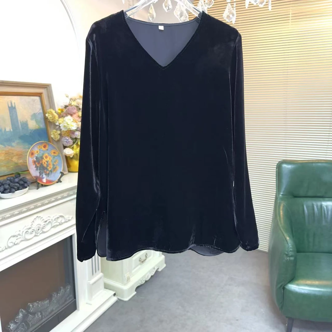 新款【老板娘自播】100%桑蚕丝真丝丝绒套装T2078