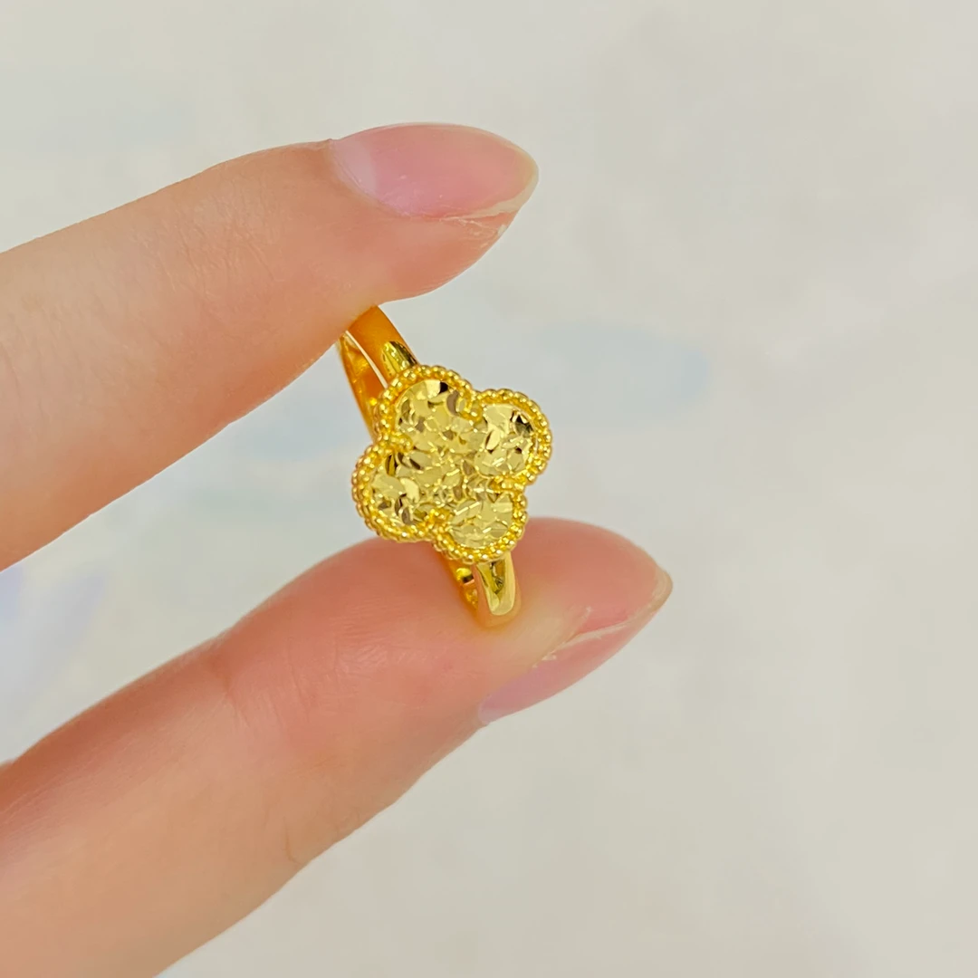 足银戒指 足银 碎冰冰四叶草戒指 包银 时尚精致 百搭经典