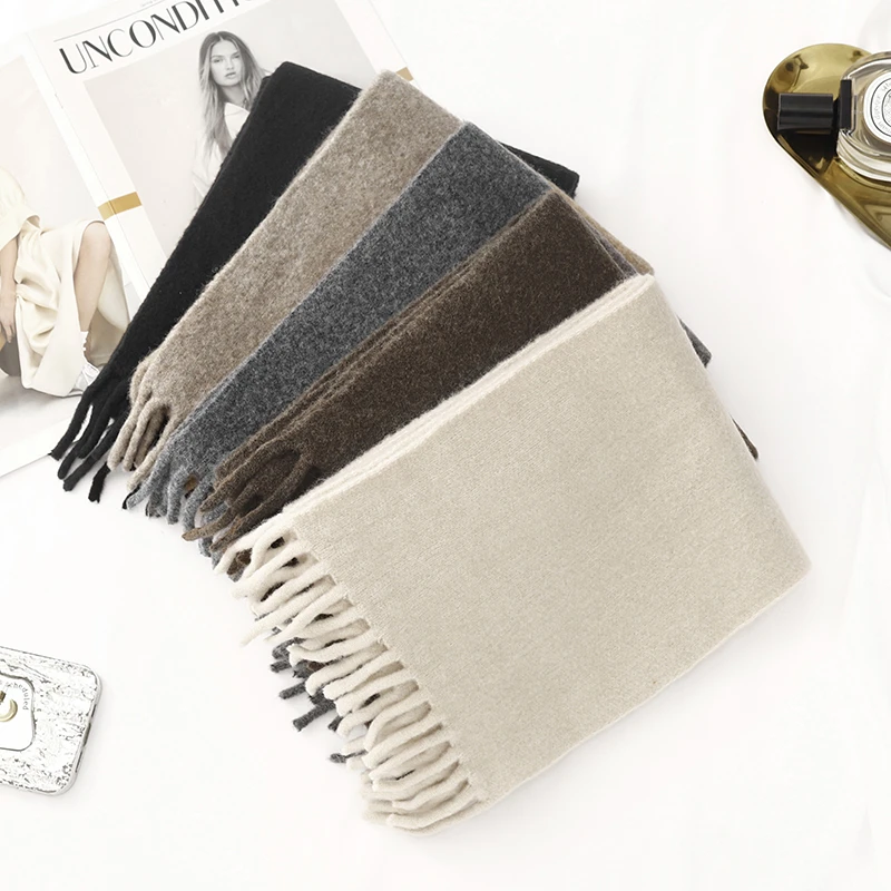 和润立亨秋冬季高定纯色保暖百搭羊绒围巾