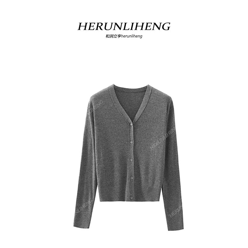 802#长袖针织衫气质休闲宽松纯色百搭