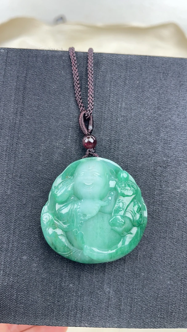 南阳独玉佛白天蓝大肚佛吊坠长36宽36.4厚11面相喜相送人自用
