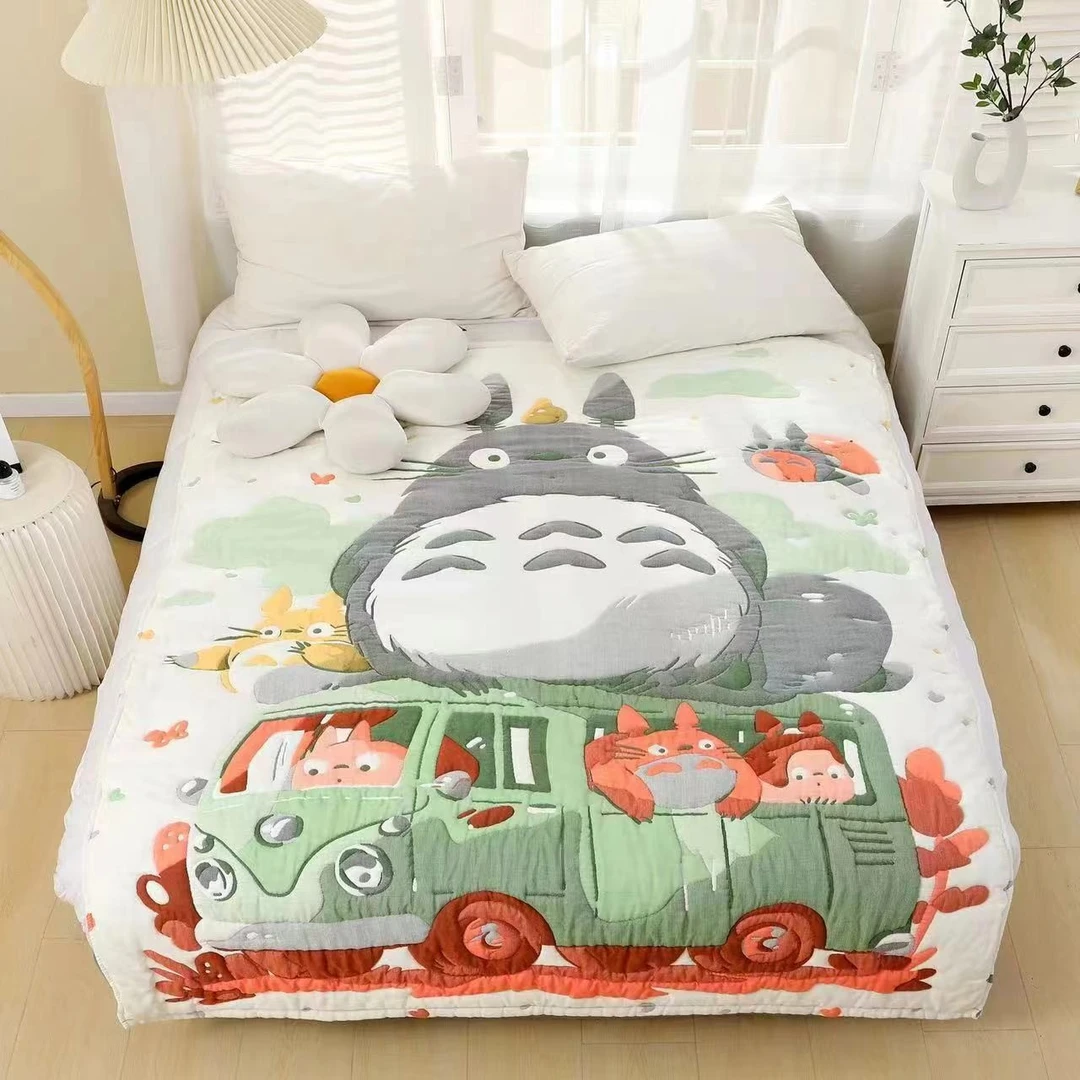 【汽车龙猫】150*200cm多层加厚柔软亲肤纱布泡芙被！