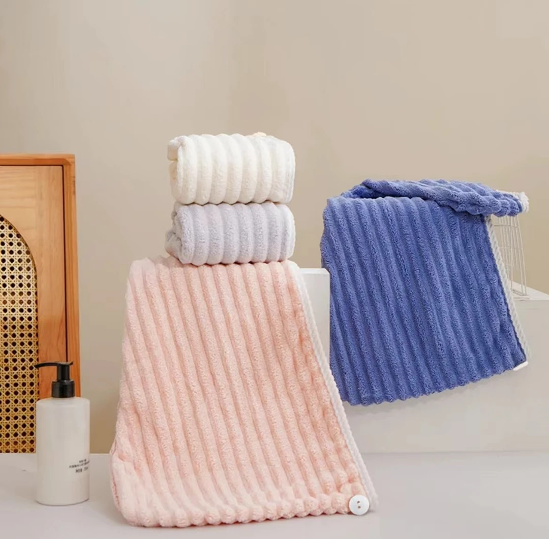 【糖果条浴帽】 加厚加大吸水浴帽干发帽颜色不挑一条装