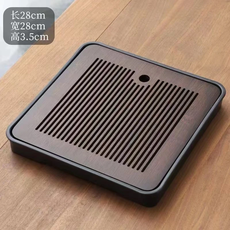 春羡28*28三合一干泡台竹面板底下密胺底茶盘